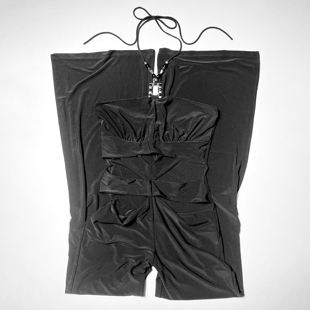 Vintage Kitty Blackout Halter Cutout Romper